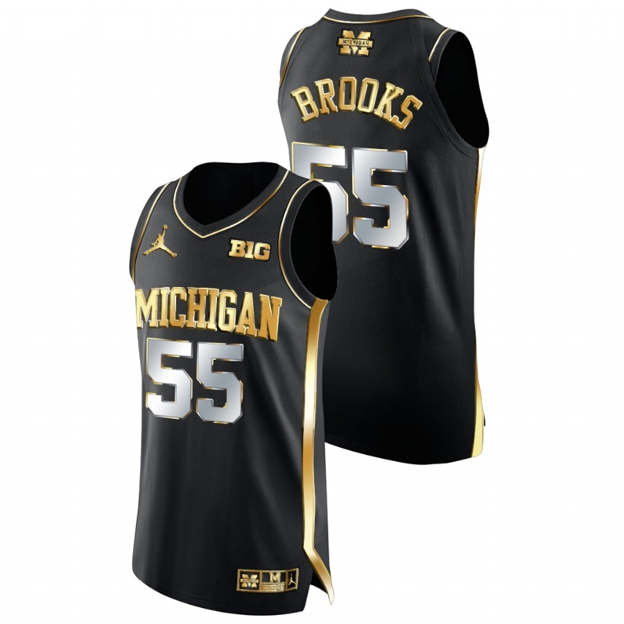 Michigan Wolverines Men's NCAA Eli Brooks #55 Black Golden Diamond Edition College Basketball Jersey OXE0649UZ